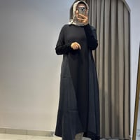 TIĞ TRİKO KUPRA VE RAYON MİXLİ ELBİSE SİYAH