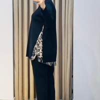 TIĞ TRİKO LEOPAR KUMAŞ KOMBİNLİ RAYON TUNİK SİYAH
