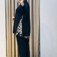 TIĞ TRİKO LEOPAR KUMAŞ KOMBİNLİ RAYON TUNİK SİYAH