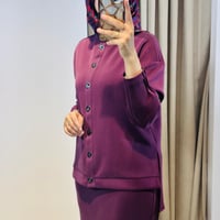 TIĞ TRİKO NERVÜR DETAYLI ETEKLİ TAKIM BORDO