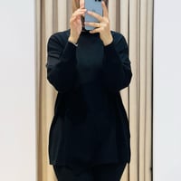 TIĞ TRİKO ÖRGÜ DETAYLI RAYON TUNİK SİYAH