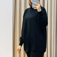 TIĞ TRİKO ÖRGÜ DETAYLI RAYON TUNİK SİYAH