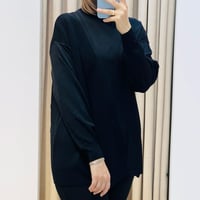 TIĞ TRİKO ÖRGÜ DETAYLI RAYON TUNİK SİYAH