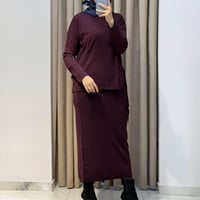 TIĞ TRİKO PÜSKÜL DETAYLI BLUZ ETEK RAYON TAKIM MÜRDÜM
