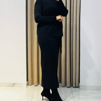 TIĞ TRİKO PÜSKÜL DETAYLI BLUZ ETEK RAYON TAKIM SİYAH
