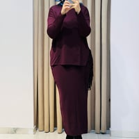 TIĞ TRİKO PÜSKÜL DETAYLI BLUZ ETEK RAYON TAKIM MÜRDÜM