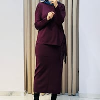 TIĞ TRİKO PÜSKÜL DETAYLI BLUZ ETEK RAYON TAKIM MÜRDÜM