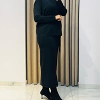 TIĞ TRİKO PÜSKÜL DETAYLI BLUZ ETEK RAYON TAKIM SİYAH