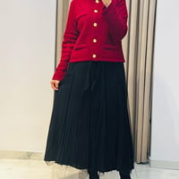 TIĞ TRİKO TÜL DETAYLI RAYON ETEK SİYAH