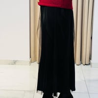 TIĞ TRİKO TÜL DETAYLI RAYON ETEK SİYAH