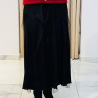 TIĞ TRİKO TÜL DETAYLI RAYON ETEK SİYAH