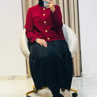 TIĞ TRİKO TÜL DETAYLI RAYON ETEK SİYAH