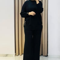 TIĞ TRİKO YANLARI DÜĞMELİ PANTOLON TAKIM SİYAH