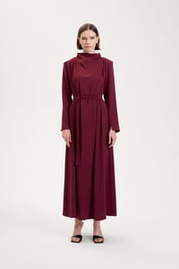 ZARİF KREP ELBİSE BORDO