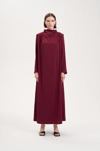 ZARİF KREP ELBİSE BORDO