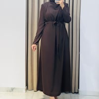 ZARİF KREP ELBİSE KAHVE