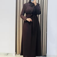 ZARİF KREP ELBİSE KAHVE