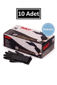Brp Pudrasız Siyah Nitril Eldiven (M) Beden 100'lü 10 paket