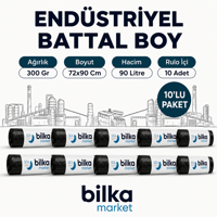 Endüstriyel Battal Boy Çöp Poşeti 72-90 Cm Siyah (10'lu)