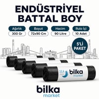 Endüstriyel Battal Boy Çöp Poşeti 72-90 Cm Siyah (5'li)