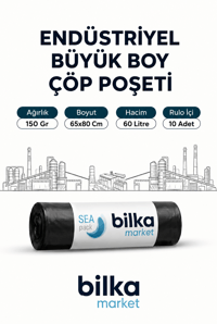 Endüstriyel Büyük Boy Çöp Poşeti 65-80 Cm Siyah