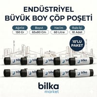 Endüstriyel Büyük Boy Çöp Poşeti 65-80 Cm Siyah (10'lu)