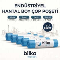 Endüstriyel Hantal Boy Çöp Poşeti 120-150 Cm Mavi (5'li)
