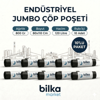 Endüstriyel Jumbo Boy Çöp Poşeti 80x110 Cm Siyah (10'lu)