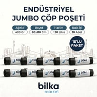 Endüstriyel Jumbo Boy Çöp Poşeti 80x110 Cm 400 Gr Siyah (10'lu)