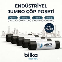 Endüstriyel Jumbo Boy Çöp Poşeti 80x110 Cm Siyah (5'li)