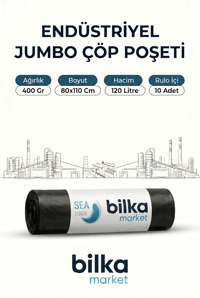 Endüstriyel Jumbo Boy Çöp Poşeti 80x110 Cm 400 Gr Siyah