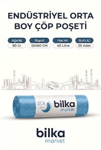 Endüstriyel Orta Boy Çöp Poşeti 55-60 Cm Mavi
