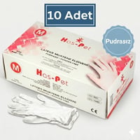 Haspet Pudrasız Lateks Muayene Eldiveni (M) Beden 100'lü 10 paket
