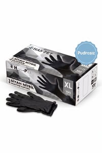 Haspet Pudrasız Siyah Nitril Eldiven (XL) Beden 100'lü 1 paket