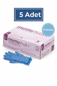 Mumu Plus Pudrasız Mavi Nitril Eldiven (L) Beden 100'lü 5 paket