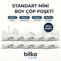 Standart Mini Boy Çöp Poşeti 44-45 Cm Beyaz 10'lu