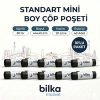 Standart Mini Boy Çöp Poşeti 44-45 Cm Siyah (10'lu)