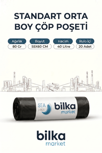 Standart Orta Boy Çöp Poşeti 55-60 Cm Siyah