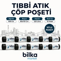 Tıbbi Atık Çöp Poşeti 80x110 Siyah (10'lu)