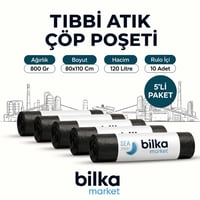 Tıbbi Atık Çöp Poşeti 80x110 Siyah (5'li)