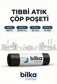 Tıbbi Atık Çöp Poşeti 80x110 Siyah