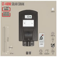 60W SOLAR SOKAK ARMATÜRÜ-KUMANDALI 