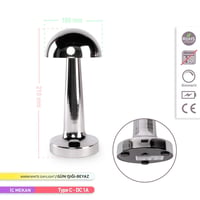 ACK Şarjlı Dokunmatik LED Masa Lambası, Renk Değiştirilebilir, Krom Renk Tek Anahtarla 3 Renk AF11 - 00295