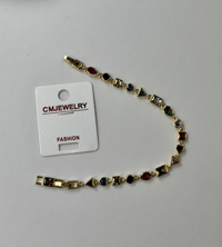 RENKLİ TAŞLI  GOLD BİLEKLİK