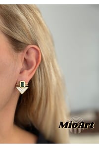 Baguette Design Üçgen Taş Çelik Serenay Sarıkaya Kombin Küpe