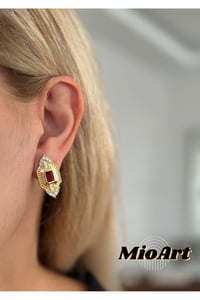 Baguette Design Üçgen Taş Çelik Serenay Sarıkaya Kombin Küpe