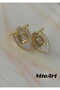 Baguette Design Üçgen Taş Çelik Serenay Sarıkaya Kombin Küpe
