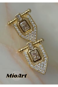 Baguette Design Üçgen Taş Çelik Serenay Sarıkaya Kombin Küpe