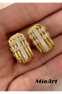 Baguette Design Üçgen Taş Çelik Serenay Sarıkaya Kombin Küpe