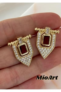 Baguette Design Üçgen Taş Çelik Serenay Sarıkaya Kombin Küpe